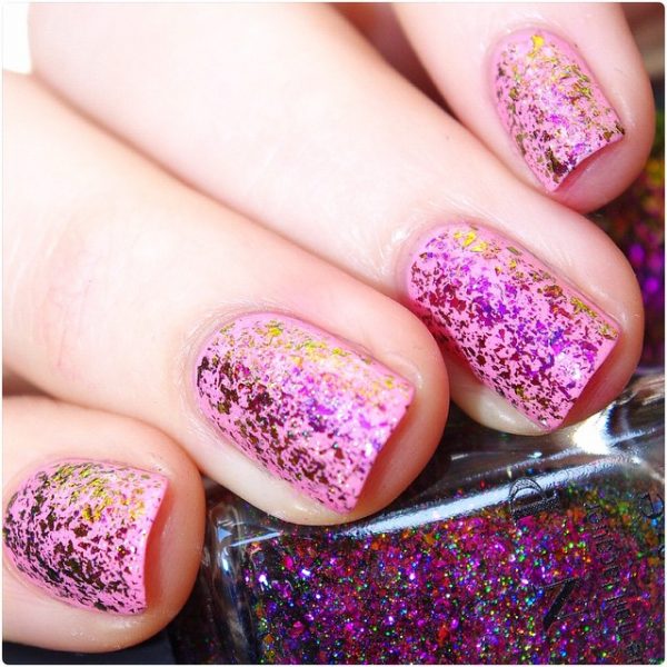 Neon Rosebud (H) - Pink to Gold Holographic Ultra Chrome Flakie Nail ...