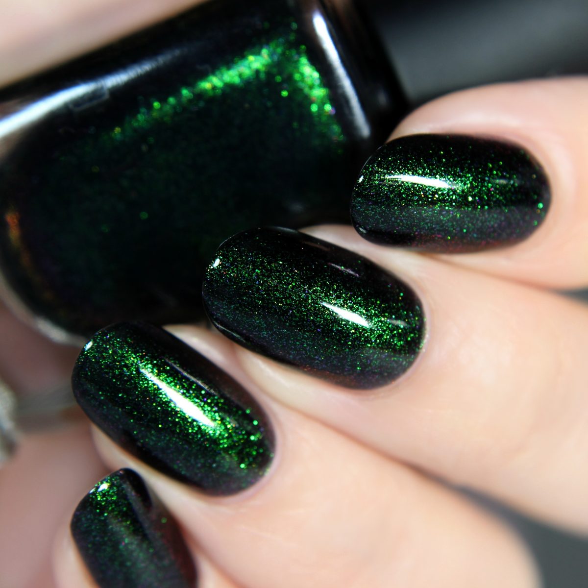 Salem - Rich Black Green Shimmer Nail Polish by ILNP