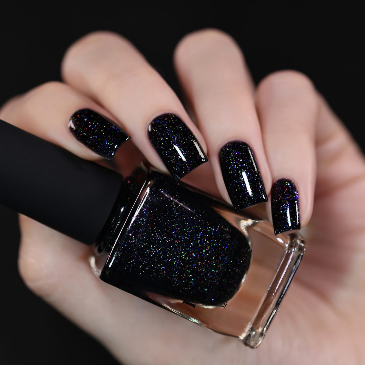 Party Bus - Black Rainbow Flake Holographic Shimmer Nail Polish by ILNP