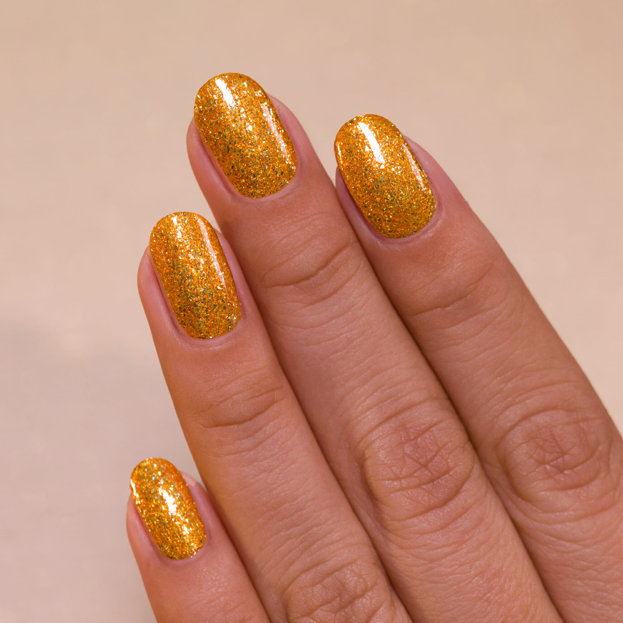Gold glitter chunks nail polish - G-Old Money - ella+mila